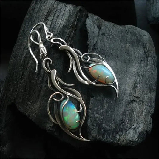 Vintage Blue opal-style Silver-Tone Earrings