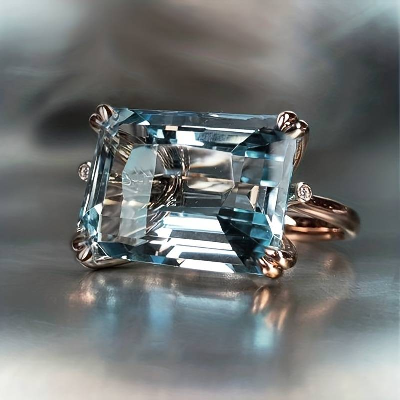 Vintage Inlaid blue glass stone Ring