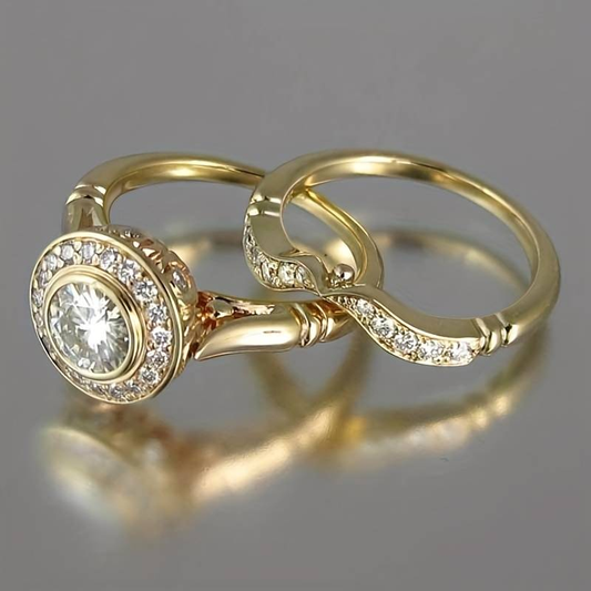 Pack of Vintage Gold-Tone and Zirconia Rings