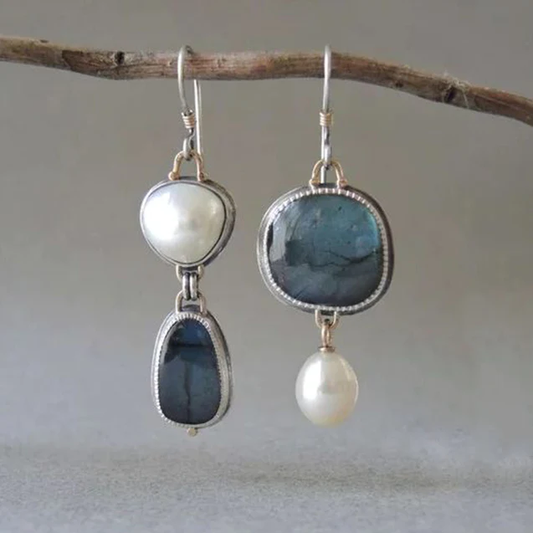 Vintage stone-style Silver Earrings