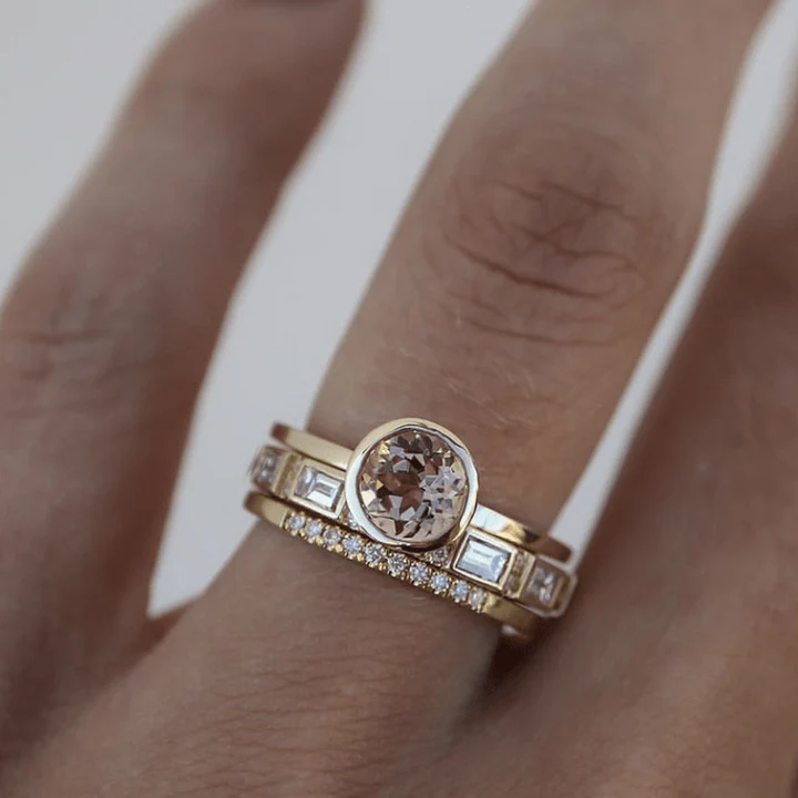 Vintage Gold-Tone Inlaid glass stone Ring
