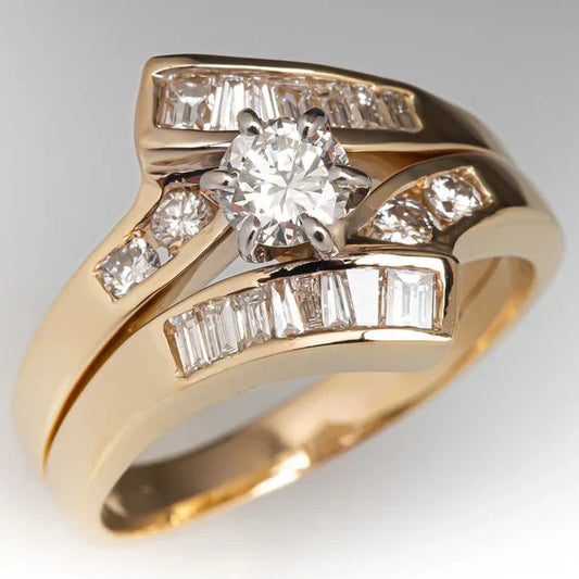 Vintage Gold-Tone Ring with clear glass stone