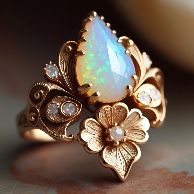 Exotic Gold-Tone opal-style Ring