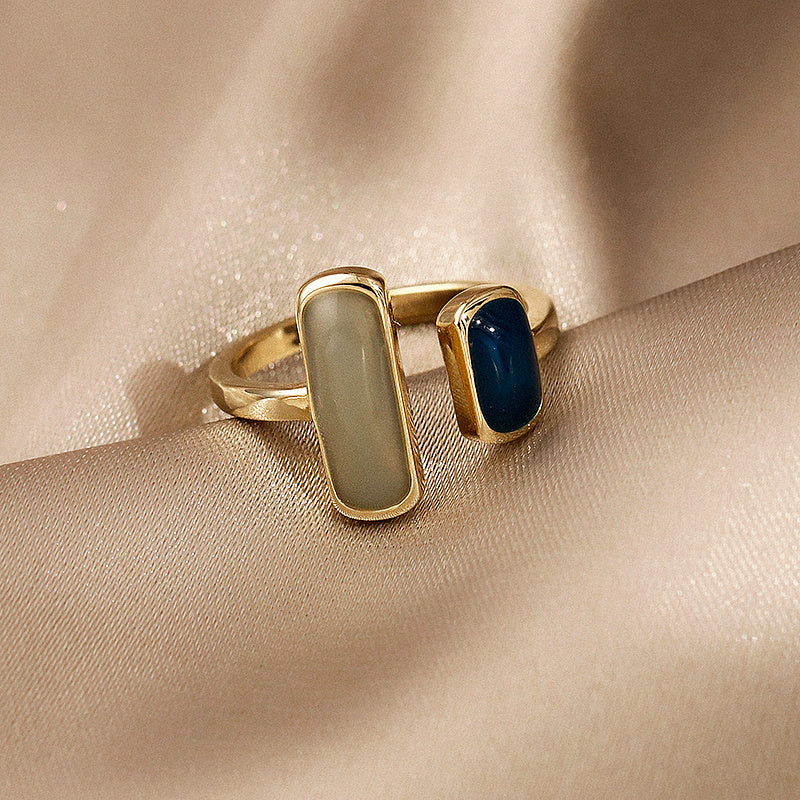 Vintage Gold-Tone Ring with Blue opal-style