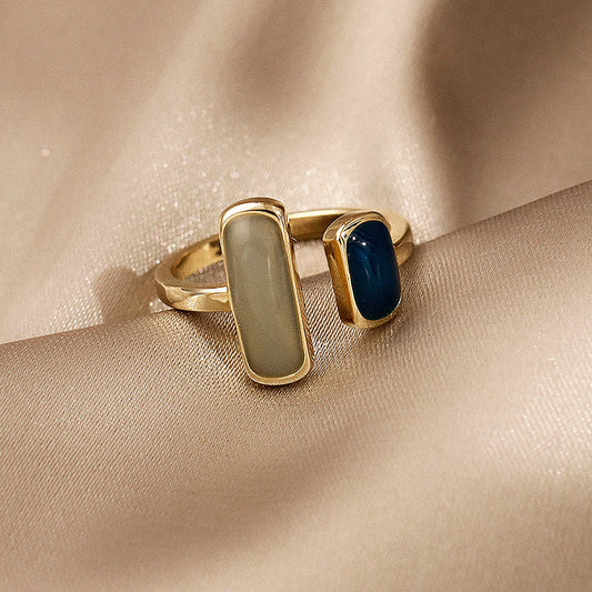 Vintage Gold-Tone Ring with Blue opal-style