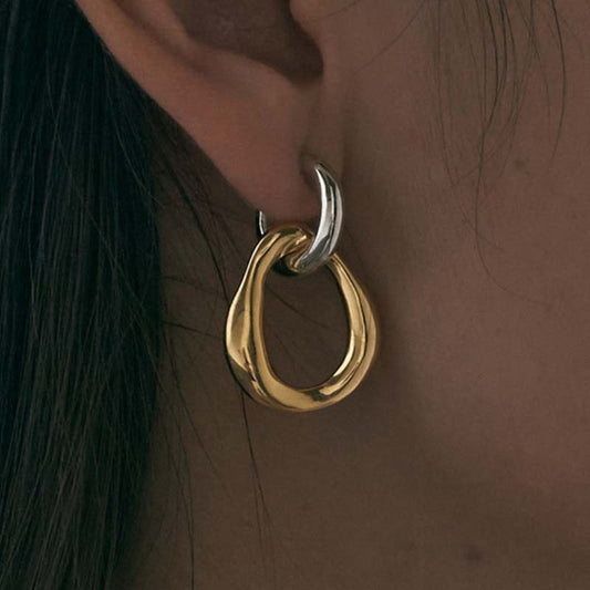 Vintage Bicolor Metal Earrings