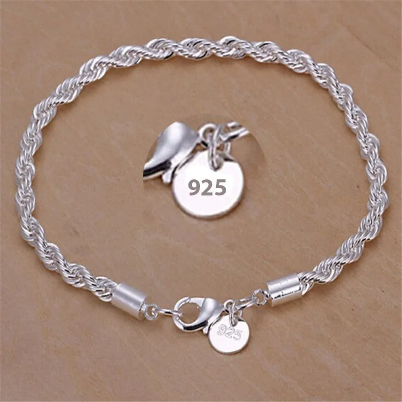 Silver-Tone braided rope type bracelet