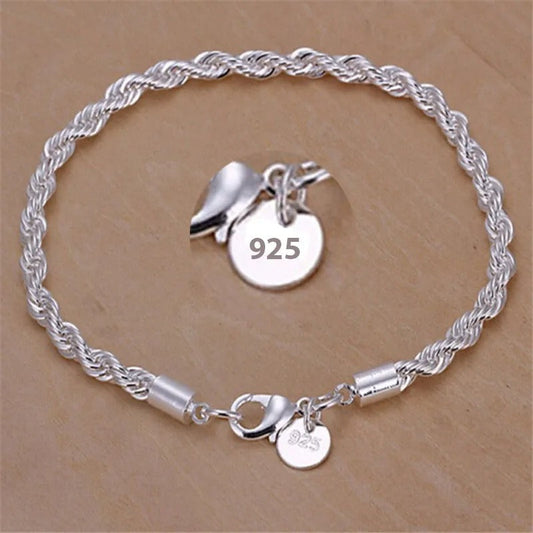 Silver-Tone braided rope type bracelet