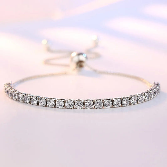 Beautiful Silver-Tone bracelet with zirconias