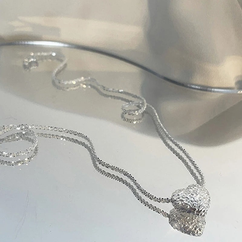 Silver-Tone necklace with engraved heart