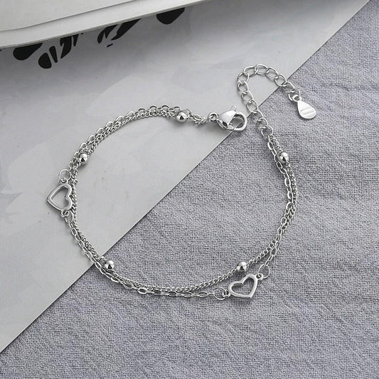 Fine Silver-Tone bracelet with heart