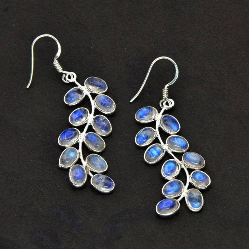 Silver-Tone earrings with blue agate