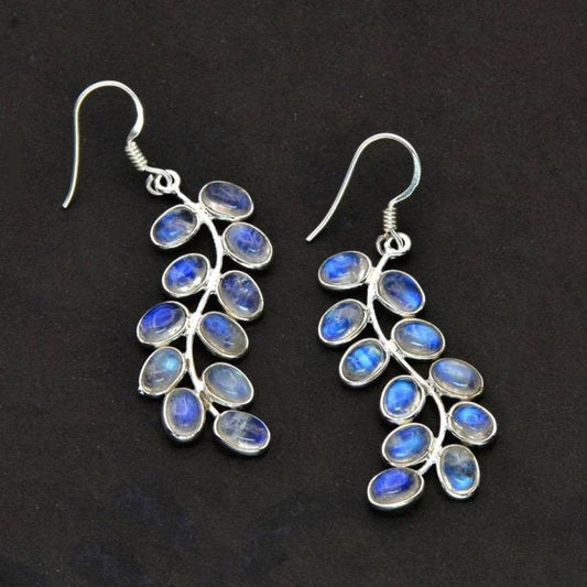 Silver-Tone earrings with blue agate