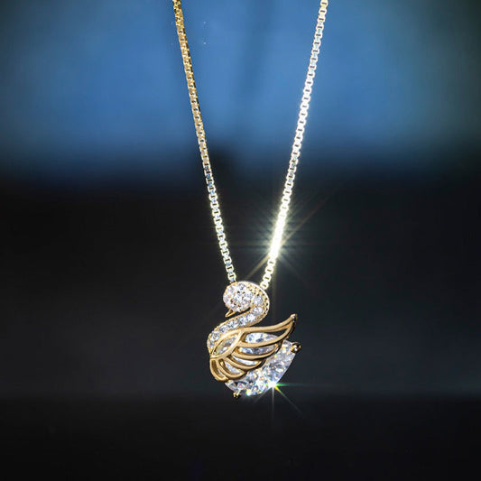 glass stone Swan Necklace